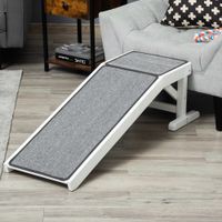 Haustierrampe mit rutschfestem Teppich für Hunde bis 30 kg Kiefernholz Weiß+Grau 125 x 40 x 35,5 cm