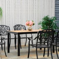 Gartentisch für 6 Personen, ca. 140 x 90 x 74 cm - Natur/Schwarz