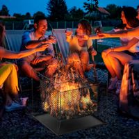 Feuerschale modern Feuerkorb rechteckig für Garten Camping BBQ Metall Schwarz 45 x 45 x 43 cm