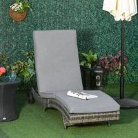 Gartenliege mit Kissen aus Metall, ca. 207 x 70 x 70 cm - Grau 