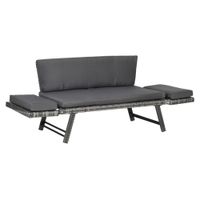 Polyrattan Gartensofa 2 Sitzer Gartenbank Gartenliege klappbar Armlehnen Stahl Grau 129x63x67cm