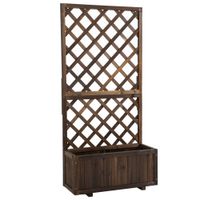Pflanzkasten mit Rankgitter & Rankhilfe für Kletterpflanzen Garten Holz verkohlt 72,5x31,5x149,5cm