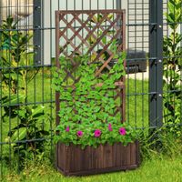 Pflanzkasten mit Rankgitter & Rankhilfe für Kletterpflanzen Garten Holz verkohlt 72,5x31,5x149,5cm