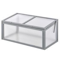Frühbeet Pflanzenbeet mit Abdeckung aus Holz und Polycarbonat wetterfest Grau 90 x 46 x 40 cm