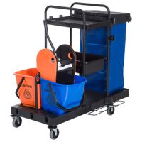 Putzwagen Reinigungswagen mit 4 leichtgängigen Rollen Schwarz+Blau+Orange