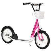 Kinderroller mit Bremse Rosa+Weiß