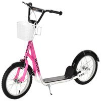 Kinderroller mit Bremse Rosa+Weiß