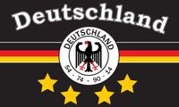 XXL Flagge DEUTSCHLAND 7 4 STERNE 250 x 150 cm mit 3 Messingösen Fanartikel, Flagge '54,'74,'90,'16