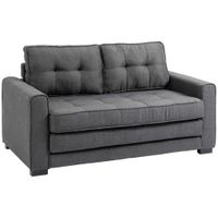 Schlafsofa Klappsofa 2-Sitzer Stoffsofa Leinen-Touch Gummiholz Grau
