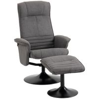 Relaxsessel mit Fußhocker verstellbare Rückenlehne Schaumstoff Dunkelgrau 69 x 71 x 104 cm