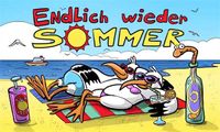 Flagge ENDLICH WIEDER SOMMER 90 x 150 cm mit 2 Messingösen