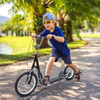 Kinderroller mit Bremsen 16/12 Zoll Schwarz