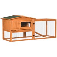 Outdoor Indoor Kleintierhaus mit Asphaltdach, mit Bodenwanne und Rampe 156 x 58 x 68 cm
