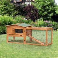 Outdoor Indoor Kleintierhaus mit Asphaltdach, mit Bodenwanne und Rampe 156 x 58 x 68 cm