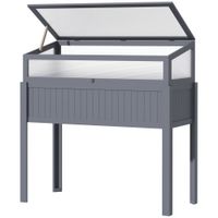 Hochbeet Holz 2-in1 für Garten Balkon und Terrasse Polycarbonat Grau 120 x 54 x 112/122 cm