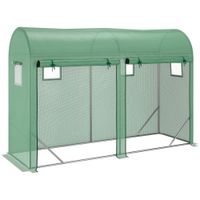 Foliengewächshaus Tomatengewächshaus Treibhaus Folientunnel Frühbeet 4 Fenster und 2 Türen Grün