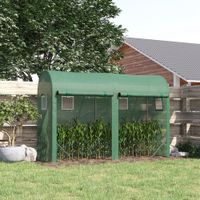 Foliengewächshaus Tomatengewächshaus Treibhaus Folientunnel Frühbeet 4 Fenster und 2 Türen Grün