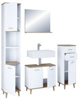 4-tlg. Badmöbelset Badezimmer Set "Landos I" Weiß/Honig-Eiche