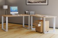 Eck-Schreibtisch "Lona" 190x190x80 U-Füße Sonoma-Eiche/Weiß
