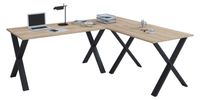 Eck-Schreibtisch "Lona" 160x160x50 X-Füße Sonoma-Eiche/Schwarz