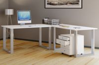 Eck-Schreibtisch "Lona" 160x160x80 U-Füße Weiß/Silber