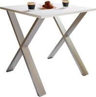Esstisch "Xona" 80x80 X-Fußgestell Weiß/Silber