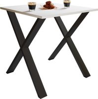 Esstisch "Xona" 80x50 X-Fußgestell Weiß/Schwarz