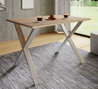 Esstisch "Xona" 110x80 X-Fußgestell Sonoma-Eiche/Silber