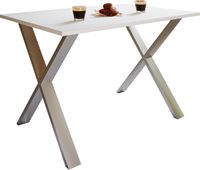 Esstisch "Xona" 110x80 X-Fußgestell Weiß/Silber