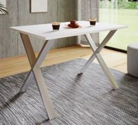 Esstisch "Xona" 110x80 X-Fußgestell Weiß/Silber