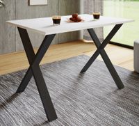Esstisch "Xona" 110x50 X-Fußgestell Weiß/Schwarz