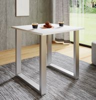 Esstisch "Xona" 80x80 U-Fußgestell Weiß/Silber