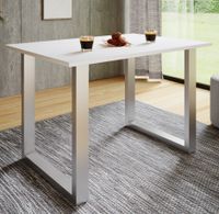 Esstisch "Xona" 140x80 U-Fußgestell Weiß/Silber