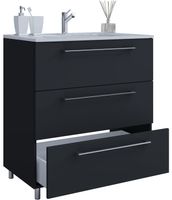 2-tlg. Stand-Badblock "Badinos 3 Schubfächer" 80cm Schwarz