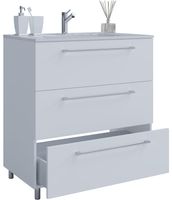 2-tlg. Stand-Badblock "Badinos 3 Schubfächer" 60cm Weiß
