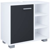 Waschbeckenunterschrank mit 3 offene Fächer Zalo L Weiß/Schwarz