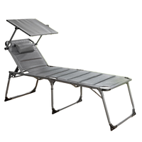 Komfort-Sonnenliege inkl. Kissen gepolstert aus Aluminium, ca. 203 x 67,5 x 48 cm - Anthrazit
