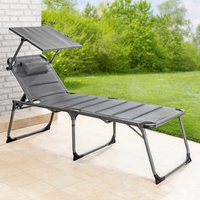 Komfort-Sonnenliege inkl. Kissen gepolstert aus Aluminium, ca. 203 x 67,5 x 48 cm - Anthrazit
