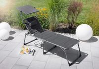 Komfort-Sonnenliege inkl. Kissen gepolstert aus Aluminium, ca. 203 x 67,5 x 48 cm - Schwarz