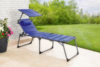 Komfort-Sonnenliege inkl. Kissen gepolstert aus Aluminium, ca. 203 x 67,5 x 48 cm - Blau