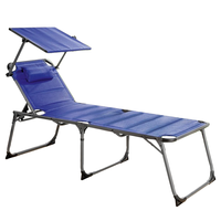 Komfort-Sonnenliege inkl. Kissen gepolstert aus Aluminium, ca. 203 x 67,5 x 48 cm - Blau