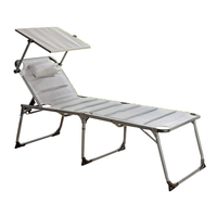 Komfort-Sonnenliege inkl. Kissen gepolstert aus Aluminium, ca. 193 x 67 x 48 cm - Grau