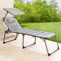 Komfort-Sonnenliege inkl. Kissen gepolstert aus Aluminium, ca. 193 x 67 x 48 cm - Grau