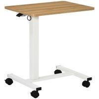 Höhenverstellbar Beistelltisch mit Rollen  Natur+Weiß Belastbar bis 70 kg 65 x 48 x 70-110 cm