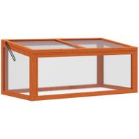 Frühbeet Gewächshaus mit Abdeckung aus Holz + Polycarbonat wetterfest Orange 90x46x40cm