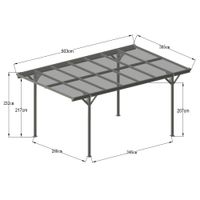 Design Carport aus Aluminium, ca. 503 x 305 x 232/217 cm - Anthrazit 