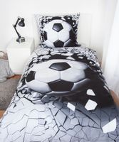 3D Fußball Bettwäsche Größe 80x80 + 135x200 cm