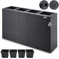 Blumenkasten Polyrattan 4er 95x60x27cm schwarz