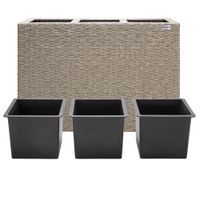 Blumenkasten Polyrattan 83x60x30,5cm 3er Set creme