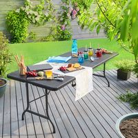 Buffettisch Rattanoptik 180x74x72cm schwarz